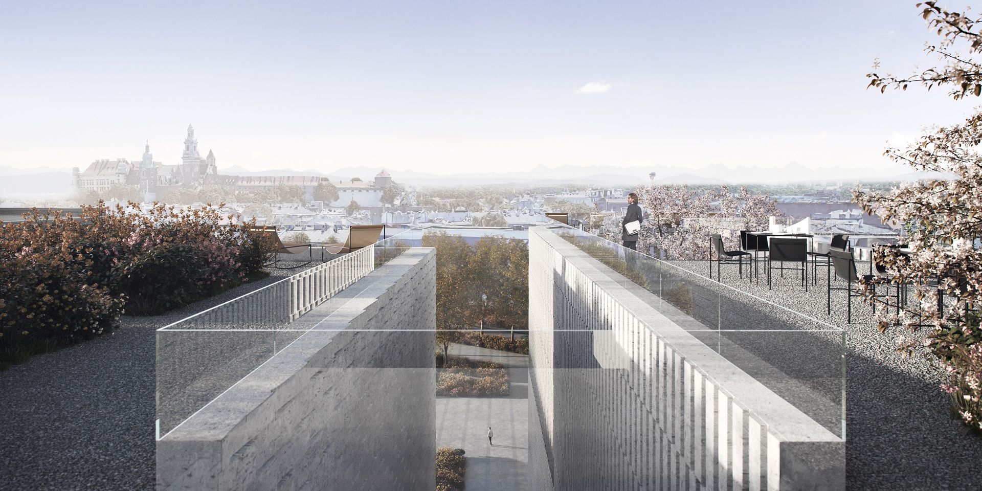 Blick von der Dachtereasse des Museums (Visualisierung)